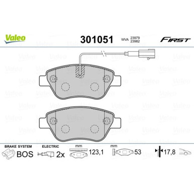 Valeo | Bremsbelagsatz, Scheibenbremse | 301051