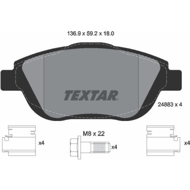 Textar | Bremsbelagsatz, Scheibenbremse | 2488301