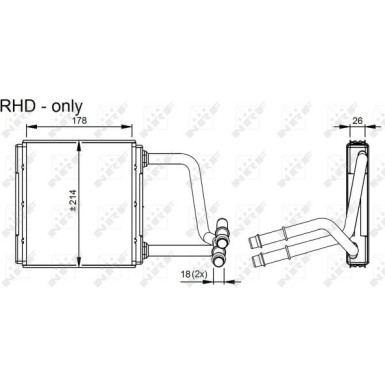 NRF | Wärmetauscher, Innenraumheizung | 54296