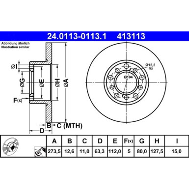 ATE | Bremsscheibe | 24.0113-0113.1