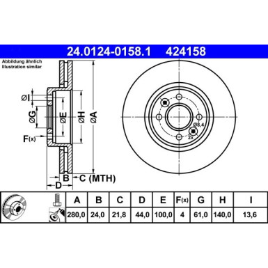 ATE | Bremsscheibe | 24.0124-0158.1