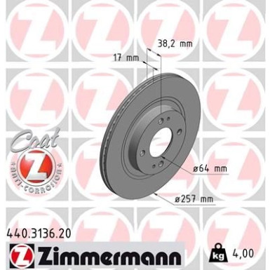 Zimmermann | Bremsscheibe | 440.3136.20