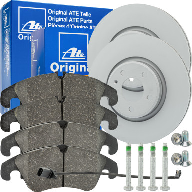 ATE 24.0130-0221.1 Bremsscheibe 320mm + 13.0460-2765.2 Bremsbeläge für AUDI Q5, A7, A6 inkl. Warnkontakt