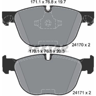 Textar | Bremsbelagsatz, Scheibenbremse | 2417001