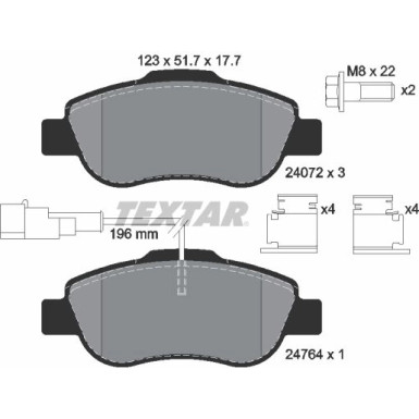 Textar | Bremsbelagsatz, Scheibenbremse | 2407202
