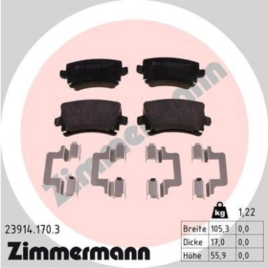 Zimmermann | Bremsbelagsatz, Scheibenbremse | 23914.170.3