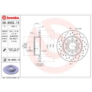 Brembo | Bremsscheibe | 08.9502.1X