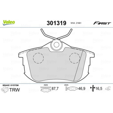 Valeo | Bremsbelagsatz, Scheibenbremse | 301319