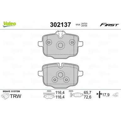 Valeo | Bremsbelagsatz, Scheibenbremse | 302137