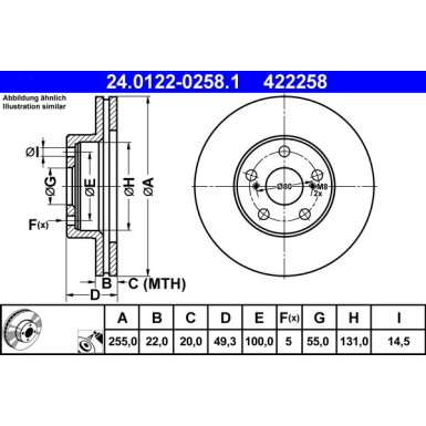 ATE | Bremsscheibe | 24.0122-0258.1