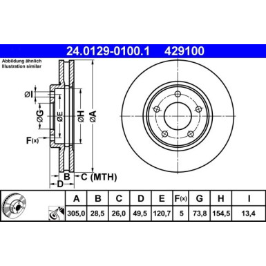 ATE | Bremsscheibe | 24.0129-0100.1