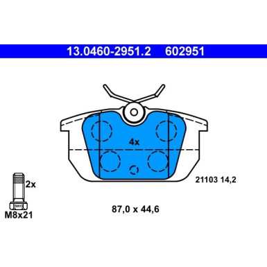 ATE | Bremsbelagsatz, Scheibenbremse | 13.0460-2951.2