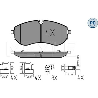 Meyle | Bremsbelagsatz, Scheibenbremse | 025 224 9320/PD