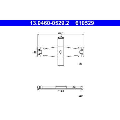 ATE | Zubehörsatz, Scheibenbremsbelag | 13.0460-0529.2