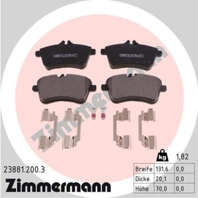 Zimmermann | Bremsbelagsatz, Scheibenbremse | 23881.200.3