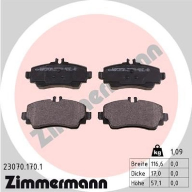 Zimmermann | Bremsbelagsatz, Scheibenbremse | 23070.170.1