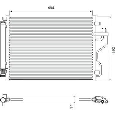 VALEO 814396 Klimakondensator ohne Trockner, Aluminium, 374mm, R 134a