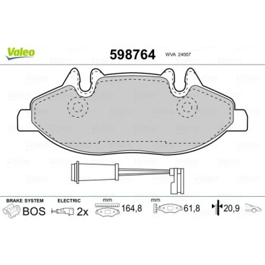 Valeo | Bremsbelagsatz, Scheibenbremse | 598764