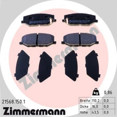 Zimmermann | Bremsbelagsatz, Scheibenbremse | 21568.150.1