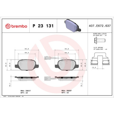 Brembo | Bremsbelagsatz, Scheibenbremse | P 23 131