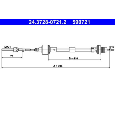 ATE | Seilzug, Kupplungsbetätigung | 24.3728-0721.2
