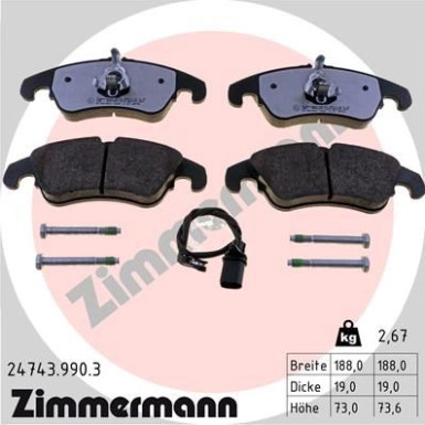 Zimmermann | Bremsbelagsatz, Scheibenbremse | 24743.990.3