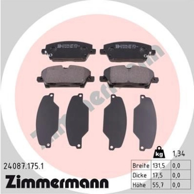 Zimmermann | Bremsbelagsatz, Scheibenbremse | 24087.175.1