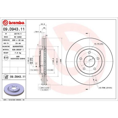 Brembo | Bremsscheibe | 09.D943.11