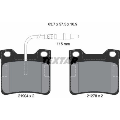 Textar | Bremsbelagsatz, Scheibenbremse | 2190403