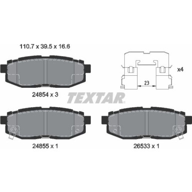 Textar | Bremsbelagsatz, Scheibenbremse | 2485401