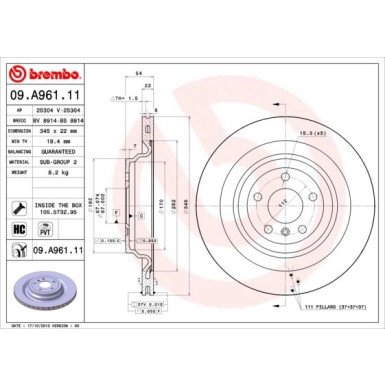 Brembo | Bremsscheibe | 09.A961.11