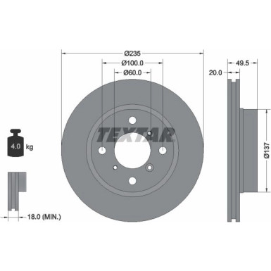 Textar | Bremsscheibe | 92093200