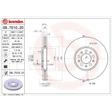 Brembo | Bremsscheibe | 09.7010.21