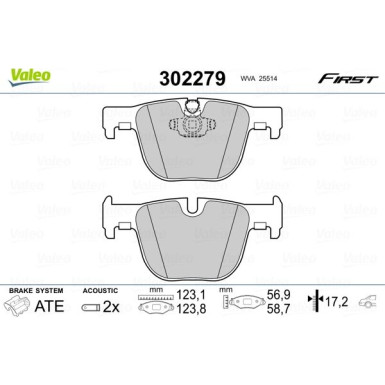 Valeo | Bremsbelagsatz, Scheibenbremse | 302279