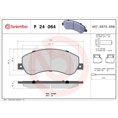 Brembo | Bremsbelagsatz, Scheibenbremse | P 24 064