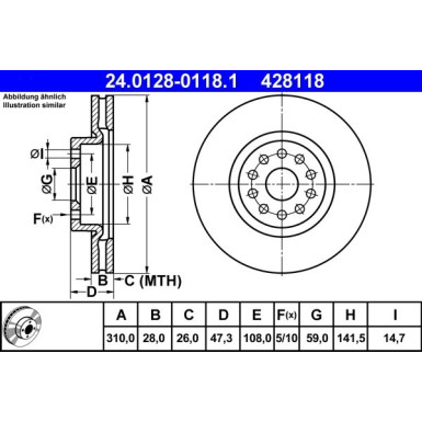 ATE | Bremsscheibe | 24.0128-0118.1