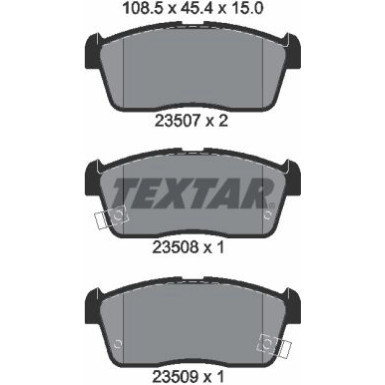 Textar | Bremsbelagsatz, Scheibenbremse | 2350701