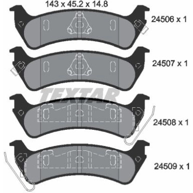 Textar | Bremsbelagsatz, Scheibenbremse | 2450601