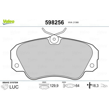 Valeo | Bremsbelagsatz, Scheibenbremse | 598256