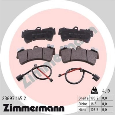 Zimmermann | Bremsbelagsatz, Scheibenbremse | 23693.165.2