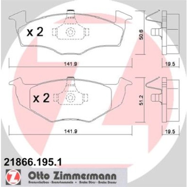 Zimmermann | Bremsbelagsatz, Scheibenbremse | 21866.195.1