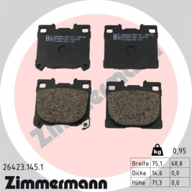 Zimmermann | Bremsbelagsatz, Scheibenbremse | 26423.145.1