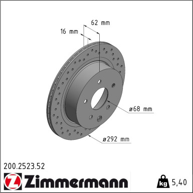 Zimmermann | Bremsscheibe | 200.2523.52