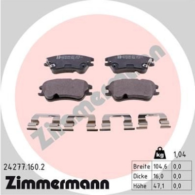 Zimmermann | Bremsbelagsatz, Scheibenbremse | 24277.160.2