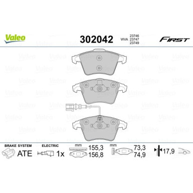 Valeo | Bremsbelagsatz, Scheibenbremse | 302042