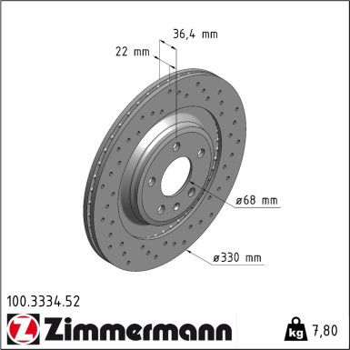 Zimmermann | Bremsscheibe | 100.3334.52