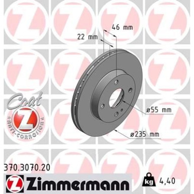 Zimmermann | Bremsscheibe | 370.3070.20