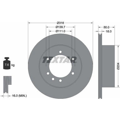 Textar | Bremsscheibe | 92129900