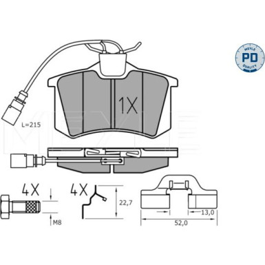 Meyle | Bremsbelagsatz, Scheibenbremse | 025 235 5417/PD