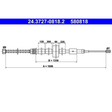 ATE | Seilzug, Feststellbremse | 24.3727-0818.2